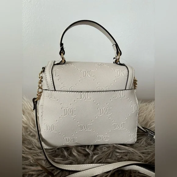 JUICY COUTURE Bag Stay in Circle Mini Crossbody - Ivory Cream Angel Deboss NWT - Picture 5 of 11